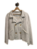 *Frank & Eileen Mini Belfast Heathered Cotton Triple Terry Double Breasted Notch Lapel Cropped Blazer Jacket, Size M