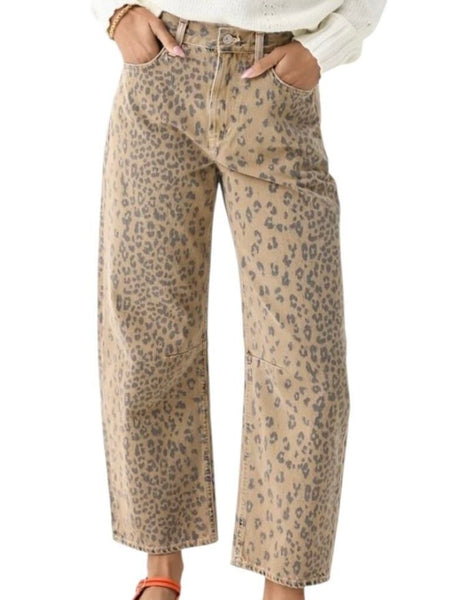 ^Citizens of Humanity Miro Leopard High-Rise Relaxed Barrel Leg Jeans, Size 26 (2)