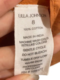 *Ulla Johnson Iyla Cotton Poplin Flutter Sleeve V-Neck Tie Cinch Waist Peplum Top, Size 8