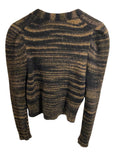 *Veronica Beard Embry Alpaca & Wool Stripe Button-Front V-Neck Boyfriend Cardigan, Size L