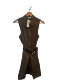 *NWT L'Agence Sima Stretch Cotton Sleeveless Collared Zip Front Belted Kick Pleat Mini Dress, Size 4