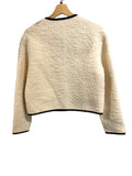 *NWT Anine Bing Logan Wool Blend Boucle Contrast Trim Collarless Metal Button Cropped Blazer Lady Jacket, Size S