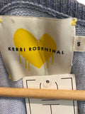*Kerri Rosenthal Cashmere Patchwork Whipstitch Button-Up V-Neck Cardigan Sweater, Size S