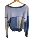*Kerri Rosenthal Cashmere Patchwork Whipstitch Button-Up V-Neck Cardigan Sweater, Size S