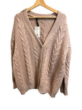 *Jenni Kayne Cocoon Alpaca & Wool Blend Chunky Cable Knit Button-Up V-Neck Oversized Cardigan, Size S