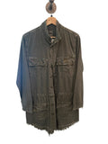 *NSF Roger Cotton Twill Button-Up Cinch Waist Raw Hem Cargo Jacket, Size P=XS
