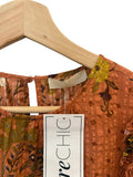 *Ulla Johnson Etta Textured Cotton Floral Birds Flutter Sleeve Round Neck Tiered Mini Dress, Size 8