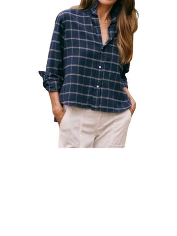 ^Frank & Eileen Eileen Cotton Flannel Plaid Long Sleeve Collared V-Neck Button-Up Shirt Top, Size L