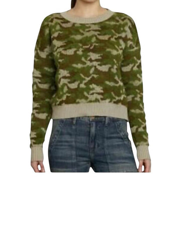 *NSF Blayne Cotton & Alpaca Camo Jaquard Knit Crew Neck Sweater, Size S