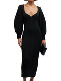 *NWT Mara Hoffman Lavina Organic Cotton Rib Knit Long Sleeve V-Neck Midi Dress, Size XS