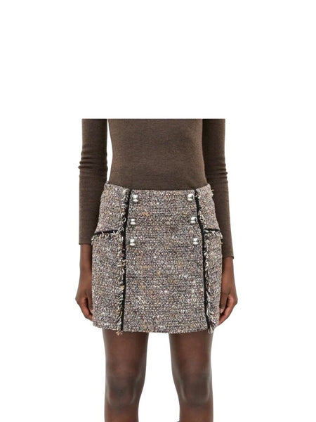 *Veronica Beard Starck Cotton Boucle Tipped & Raw Edges A-Line Sailor Mini Skirt, Size 2