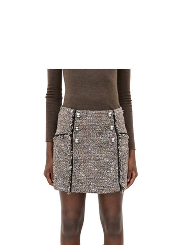 *Veronica Beard Starck Cotton Boucle Tipped & Raw Edges A-Line Sailor Mini Skirt, Size 2