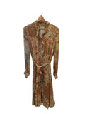 *Sezane Loree Botanical Patchwork Long Sleeve Ruffle Button-Front Tie Waist Midi Dress, Size RE 40=US 8