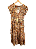 *Ulla Johnson Madeline Cotton Poplin Flutter Sleeve Smocked Midi Dress, Size 8