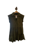 *Veronica Beard Trisha Textured Cotton Cap Sleeve Collared V-Neck Button-Up Tiered Mini Dress, Size L