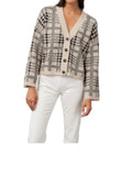 *Rails Reese Wool Blend Plaid Long Sleeve V Neck Cardigan Sweater, Size S