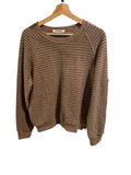 *PerfectWhiteTee Alexi Cotton Reverse French Terry Stripe Crew Neck Sweatshirt, Size L