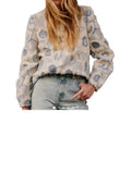 *NWT Sezane Harlem Floral Sherpa Applique Crew Neck Sweatshirt Top, Size FR36=4