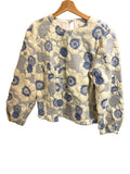 *NWT Sezane Harlem Floral Sherpa Applique Crew Neck Sweatshirt Top, Size FR36=4