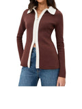 *NWT Aligne Isobel Cotton & Wool Knit Collared Full Zip Cardigan Jacket, Size 4