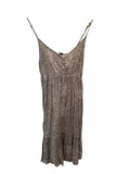 *Rails Delilah Linen Blend Cheetah Cami V-Neck Ladder Inset Trim Midi Dress, Size XS