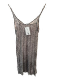 *Rails Delilah Linen Blend Cheetah Cami V-Neck Ladder Inset Trim Midi Dress, Size XS