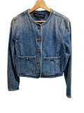 *Veronica Beard Jeans Andrea Cotton Denim Button-Up Cropped Lady Jacket, Size 0