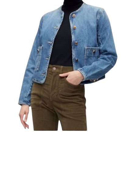 *Veronica Beard Jeans Andrea Cotton Denim Button-Up Cropped Lady Jacket, Size 0