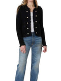 *Kerri Rosenthal Beaulero Cotton Knit Fringe Button Trim Open Front Lady Jacket Cardigan, Size S