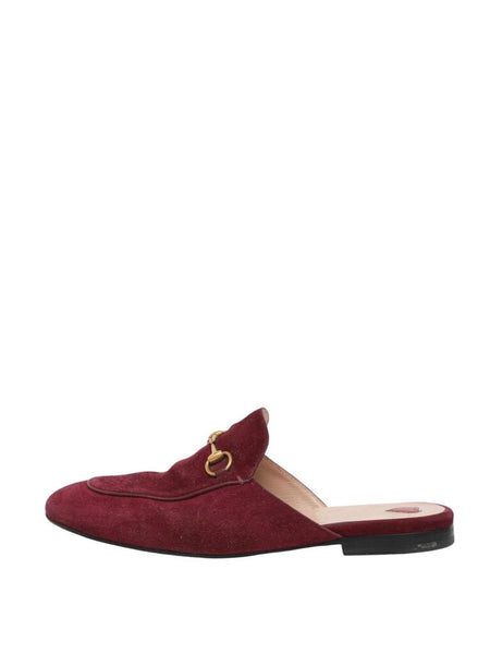 *Gucci Princetown Leather Almond Toe Horsebit Accent Slipper Mule Loafers, Size 40