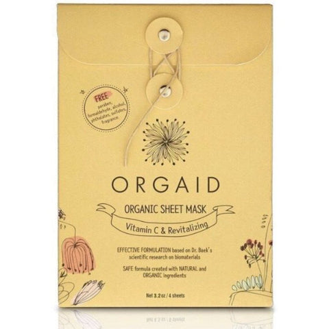 Orgaid Vit-C & Revitalizing Organic Facial Sheet Mask Box of 4