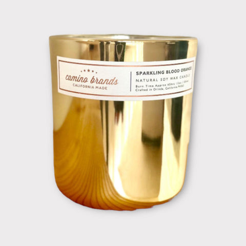 Camino Brands Sparkling Blood Orange Candle Gold Glass Jar, 13 oz.