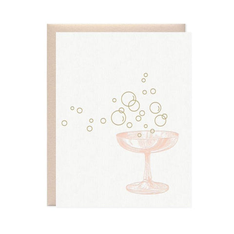 Missive Press Champagne Bubbles Letterpress Notecard