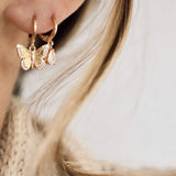 Katie Waltman 14K Gold Plate CZ Butterfly Huggie Hoop Earrings