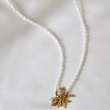 Katie Waltman Rice Pearl Strand Leaf Cluster 18" Necklace