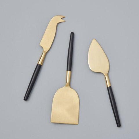 Be Home Black & Gold Cheese Knives Set
