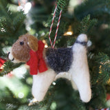 Ornaments for Orphans Dog & Red Scarf Wool Felt Ornament