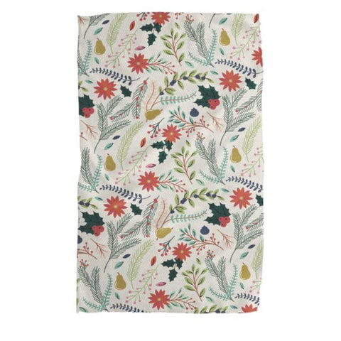 Geometry Light Leaves Flowers Pears Tea Towel