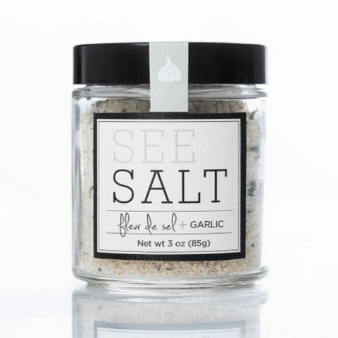 See Salt Fleur de Sel Sea Salt + Roasted Garlic, 3 oz.