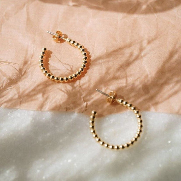 Wander + Lust Blakely Gold Plate Beaded Hoop Earrings