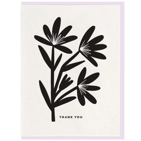 Dahlia Press Flower Thank You Letterpress Notecard