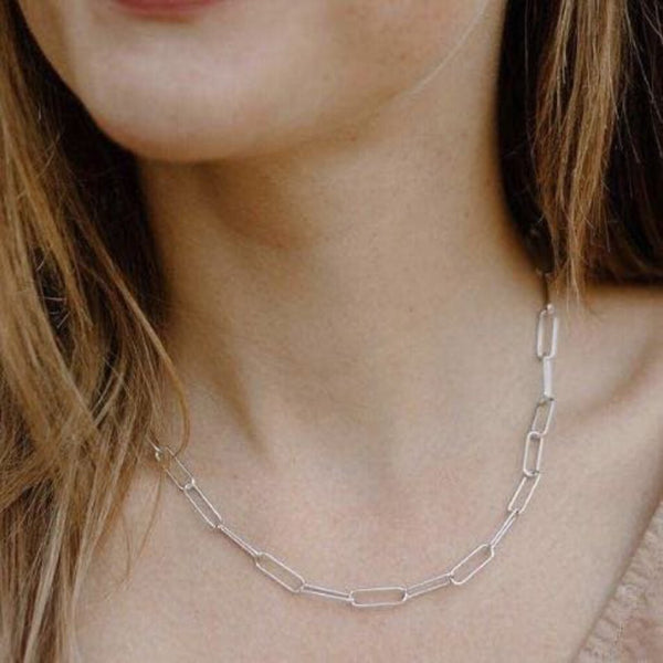 Adorn 512 Silver Plate Paperclip Chain 17" Necklace