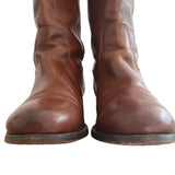 *Frye Melissa Button Cognac Leather Pull-On Tall Riding Boots, Size 7