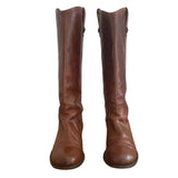 *Frye Melissa Button Cognac Leather Pull-On Tall Riding Boots, Size 7