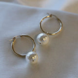 Katie Waltman Oversized Audrey 14K Gold Fill Pearl Hoop Earrings