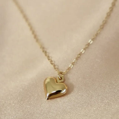 Katie Waltman Emory Brass Puffy Heart Charm 14K Gold-Fill Chain 18" Necklace