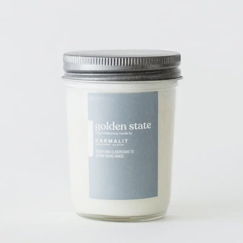 KarmaLit Golden State Candle: Sandlewood, Vanilla, & Sea Salt, 8 oz.